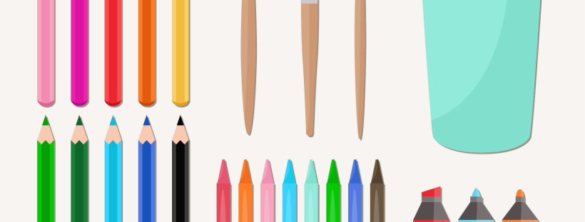 crayons et pinceaux pour penser le logo